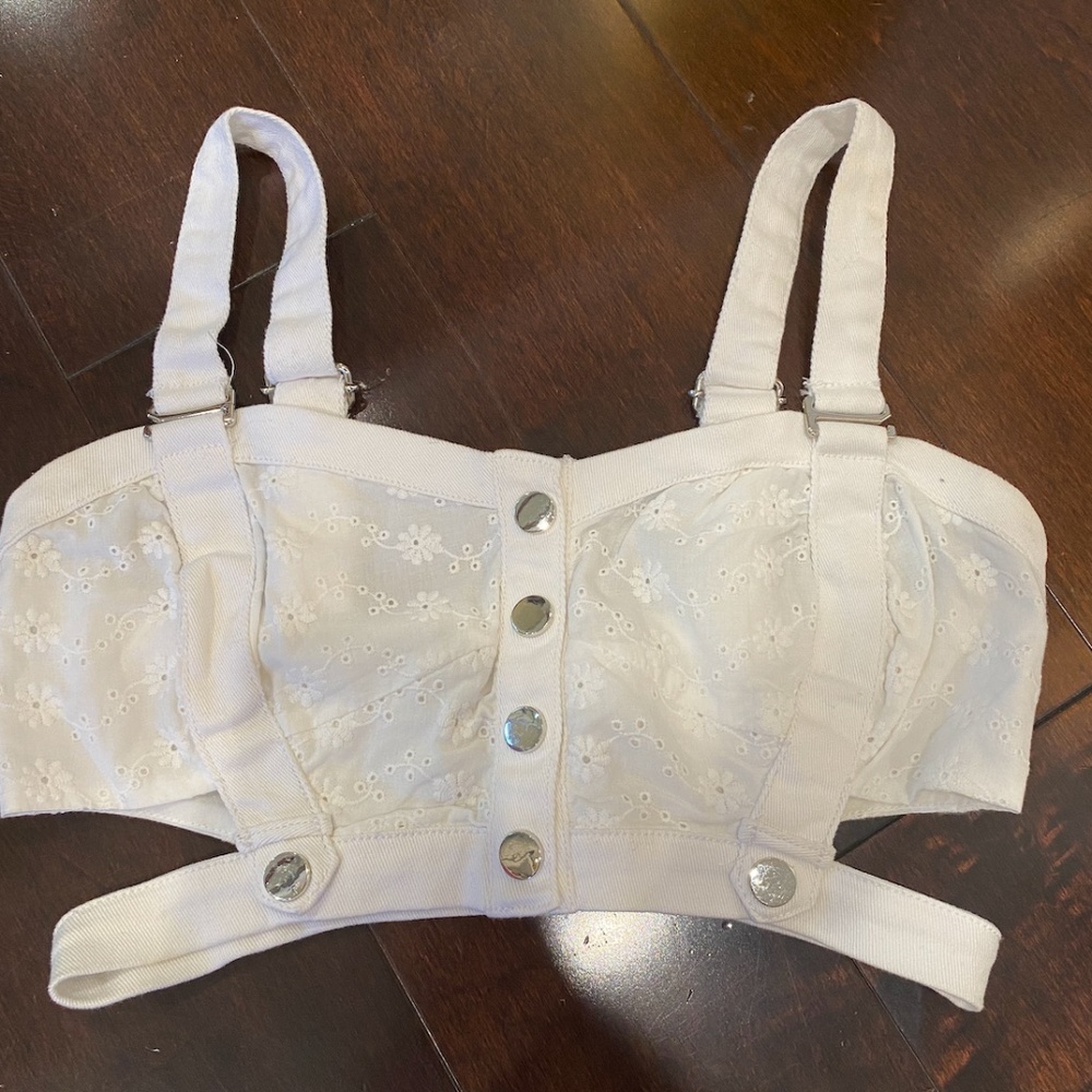 For Love and Lemons Daisy Eyelet Snap Up Bustier